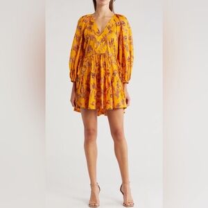 A.L.C SALLY Long Sleeve Mini Dress 4 in Limone